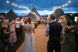 Alcott Weddings Tipi Venue Worcestershire wedding sparklers