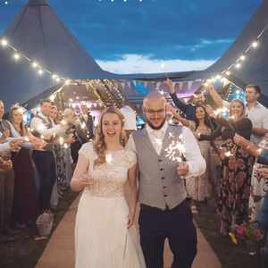 Alcott Weddings Tipi Venue Worcestershire tipis lit up at night