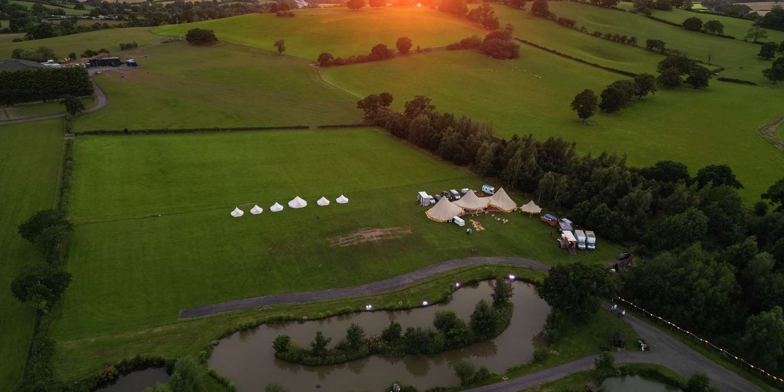 Alcott Worcestershire Wedding Tipi Venue Drone