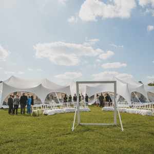 Capris marquee ceremony set ups Alcott Weddings