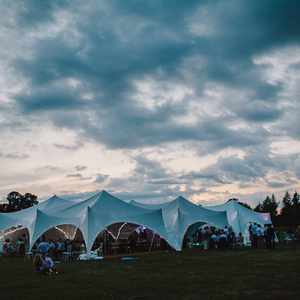 Capris marquee early evening Alcott Weddings