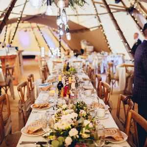 Flowers and table laid