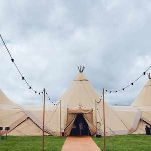 Festoon lighting outside the tipi