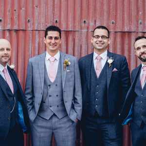 The boys outside the horse barn at Alcott