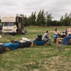 Hay bale seating for the street food