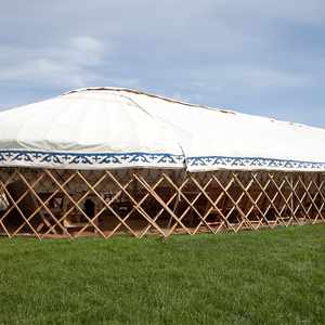 Long Yurt sides lifted Alcott Weddings Outdoor Venue Worcestershire
