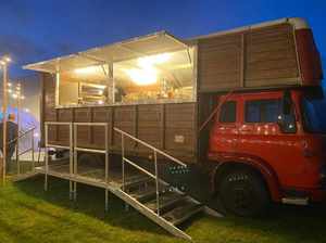 Pizza Horse Box by night at Alcott Weddings & Events