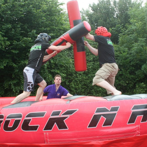 Rock n Roll Gladiators Outdoor venue games for corporate family fun days