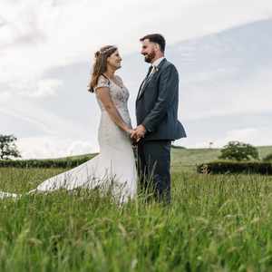 One happy wedding couple in stunning views