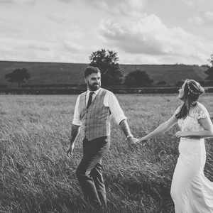 Wedding couple on a farm