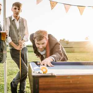 play pool in a wedding field